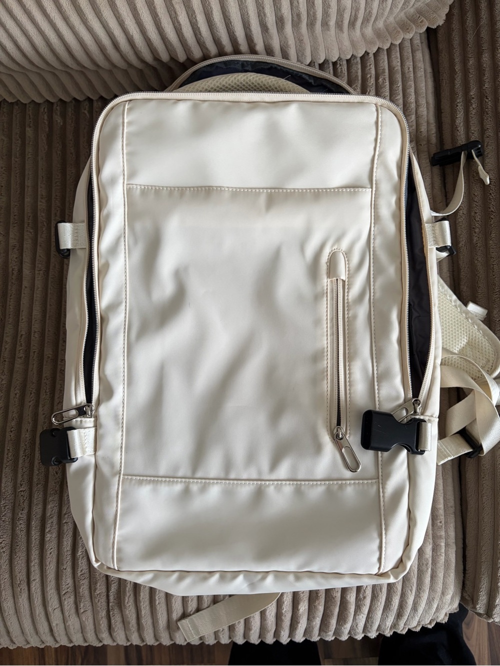 Cream Men's Backpack - Sleek Minimalist Travel Bag